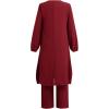 imageIDOPIP Womens Muslim Abaya Dress 2 Pieces Set Long Sleeve Button Down Shirt and Pants Casual Arabic Islamic Dubai OutfitsWine Red