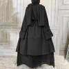 imageMuslim Abaya Dress for Women  Long Sleeve Islamic Dubai Abaya Cardigan Robe  Middle East Prayer Dress with HijabA Black
