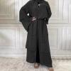 imageMuslim Abaya Dress for Women  Long Sleeve Islamic Dubai Abaya Cardigan Robe  Middle East Prayer Dress with HijabA Black