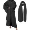 imageMuslim Abaya Dress for Women  Long Sleeve Islamic Dubai Abaya Cardigan Robe  Middle East Prayer Dress with HijabA Black