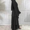 imageMuslim Abaya Dress for Women  Long Sleeve Islamic Dubai Abaya Cardigan Robe  Middle East Prayer Dress with HijabA Black