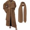 imageMuslim Abaya Dress for Women  Long Sleeve Islamic Dubai Abaya Cardigan Robe  Middle East Prayer Dress with HijabA Brown