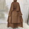 imageMuslim Abaya Dress for Women  Long Sleeve Islamic Dubai Abaya Cardigan Robe  Middle East Prayer Dress with HijabA Brown