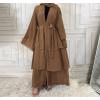 imageMuslim Abaya Dress for Women  Long Sleeve Islamic Dubai Abaya Cardigan Robe  Middle East Prayer Dress with HijabA Brown