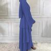 imageMuslim Abaya Dress for Women  Long Sleeve Islamic Dubai Abaya Cardigan Robe  Middle East Prayer Dress with HijabA Dark Blue