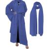 imageMuslim Abaya Dress for Women  Long Sleeve Islamic Dubai Abaya Cardigan Robe  Middle East Prayer Dress with HijabA Dark Blue