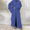 imageMuslim Abaya Dress for Women  Long Sleeve Islamic Dubai Abaya Cardigan Robe  Middle East Prayer Dress with HijabA Dark Blue