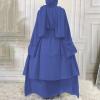 imageMuslim Abaya Dress for Women  Long Sleeve Islamic Dubai Abaya Cardigan Robe  Middle East Prayer Dress with HijabA Dark Blue