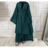 imageMuslim Abaya Dress for Women  Long Sleeve Islamic Dubai Abaya Cardigan Robe  Middle East Prayer Dress with HijabA Dark Green