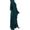 imageMuslim Abaya Dress for Women  Long Sleeve Islamic Dubai Abaya Cardigan Robe  Middle East Prayer Dress with HijabA Dark Green