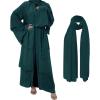 imageMuslim Abaya Dress for Women  Long Sleeve Islamic Dubai Abaya Cardigan Robe  Middle East Prayer Dress with HijabA Dark Green