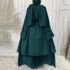 imageMuslim Abaya Dress for Women  Long Sleeve Islamic Dubai Abaya Cardigan Robe  Middle East Prayer Dress with HijabA Dark Green