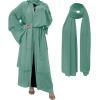 imageMuslim Abaya Dress for Women  Long Sleeve Islamic Dubai Abaya Cardigan Robe  Middle East Prayer Dress with HijabA Green