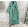 imageMuslim Abaya Dress for Women  Long Sleeve Islamic Dubai Abaya Cardigan Robe  Middle East Prayer Dress with HijabA Green