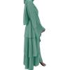 imageMuslim Abaya Dress for Women  Long Sleeve Islamic Dubai Abaya Cardigan Robe  Middle East Prayer Dress with HijabA Green
