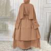 imageMuslim Abaya Dress for Women  Long Sleeve Islamic Dubai Abaya Cardigan Robe  Middle East Prayer Dress with HijabA Khaki