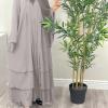 imageMuslim Abaya Dress for Women  Long Sleeve Islamic Dubai Abaya Cardigan Robe  Middle East Prayer Dress with HijabA Light Gray