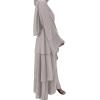 imageMuslim Abaya Dress for Women  Long Sleeve Islamic Dubai Abaya Cardigan Robe  Middle East Prayer Dress with HijabA Light Gray