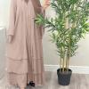 imageMuslim Abaya Dress for Women  Long Sleeve Islamic Dubai Abaya Cardigan Robe  Middle East Prayer Dress with HijabA Light Khaki