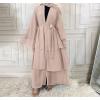 imageMuslim Abaya Dress for Women  Long Sleeve Islamic Dubai Abaya Cardigan Robe  Middle East Prayer Dress with HijabA Light Khaki