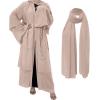 imageMuslim Abaya Dress for Women  Long Sleeve Islamic Dubai Abaya Cardigan Robe  Middle East Prayer Dress with HijabA Light Khaki