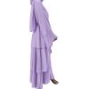 imageMuslim Abaya Dress for Women  Long Sleeve Islamic Dubai Abaya Cardigan Robe  Middle East Prayer Dress with HijabA Light Purple