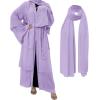 imageMuslim Abaya Dress for Women  Long Sleeve Islamic Dubai Abaya Cardigan Robe  Middle East Prayer Dress with HijabA Light Purple