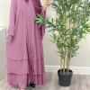 imageMuslim Abaya Dress for Women  Long Sleeve Islamic Dubai Abaya Cardigan Robe  Middle East Prayer Dress with HijabA Purple