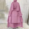 imageMuslim Abaya Dress for Women  Long Sleeve Islamic Dubai Abaya Cardigan Robe  Middle East Prayer Dress with HijabA Purple