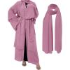 imageMuslim Abaya Dress for Women  Long Sleeve Islamic Dubai Abaya Cardigan Robe  Middle East Prayer Dress with HijabA Purple