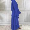 imageMuslim Abaya Dress for Women  Long Sleeve Islamic Dubai Abaya Cardigan Robe  Middle East Prayer Dress with HijabA Royal Blue