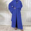 imageMuslim Abaya Dress for Women  Long Sleeve Islamic Dubai Abaya Cardigan Robe  Middle East Prayer Dress with HijabA Royal Blue