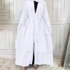 imageMuslim Abaya Dress for Women  Long Sleeve Islamic Dubai Abaya Cardigan Robe  Middle East Prayer Dress with HijabA White