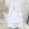 imageMuslim Abaya Dress for Women  Long Sleeve Islamic Dubai Abaya Cardigan Robe  Middle East Prayer Dress with HijabA White