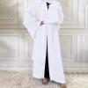 imageMuslim Abaya Dress for Women  Long Sleeve Islamic Dubai Abaya Cardigan Robe  Middle East Prayer Dress with HijabA White