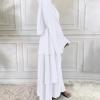 imageMuslim Abaya Dress for Women  Long Sleeve Islamic Dubai Abaya Cardigan Robe  Middle East Prayer Dress with HijabA White