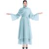 imageMuslim Abaya Dress for Women  Long Sleeve Islamic Dubai Abaya Cardigan Robe  Middle East Prayer Dress with HijabBlue