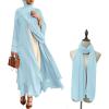 imageMuslim Abaya Dress for Women  Long Sleeve Islamic Dubai Abaya Cardigan Robe  Middle East Prayer Dress with HijabBlue