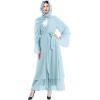 imageMuslim Abaya Dress for Women  Long Sleeve Islamic Dubai Abaya Cardigan Robe  Middle East Prayer Dress with HijabBlue