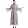imageMuslim Abaya Dress for Women  Long Sleeve Islamic Dubai Abaya Cardigan Robe  Middle East Prayer Dress with HijabGray