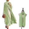 imageMuslim Abaya Dress for Women  Long Sleeve Islamic Dubai Abaya Cardigan Robe  Middle East Prayer Dress with HijabGreen