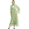 imageMuslim Abaya Dress for Women  Long Sleeve Islamic Dubai Abaya Cardigan Robe  Middle East Prayer Dress with HijabGreen