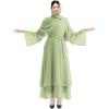 imageMuslim Abaya Dress for Women  Long Sleeve Islamic Dubai Abaya Cardigan Robe  Middle East Prayer Dress with HijabGreen