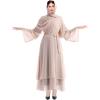 imageMuslim Abaya Dress for Women  Long Sleeve Islamic Dubai Abaya Cardigan Robe  Middle East Prayer Dress with HijabKhaki
