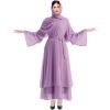 imageMuslim Abaya Dress for Women  Long Sleeve Islamic Dubai Abaya Cardigan Robe  Middle East Prayer Dress with HijabPurple