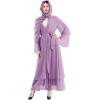 imageMuslim Abaya Dress for Women  Long Sleeve Islamic Dubai Abaya Cardigan Robe  Middle East Prayer Dress with HijabPurple