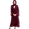 imageMuslim Abaya Dress for Women  Long Sleeve Islamic Dubai Abaya Cardigan Robe  Middle East Prayer Dress with HijabWine Red