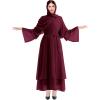 imageMuslim Abaya Dress for Women  Long Sleeve Islamic Dubai Abaya Cardigan Robe  Middle East Prayer Dress with HijabWine Red