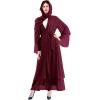 imageMuslim Abaya Dress for Women  Long Sleeve Islamic Dubai Abaya Cardigan Robe  Middle East Prayer Dress with HijabWine Red