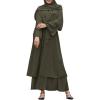 imageAbayas Muslim Dress for Women Long Sleeve Islamic Abaya Eid Dubai Kaftan Dresses Middle East Prayer Dress Chiffon RobeArmy Green